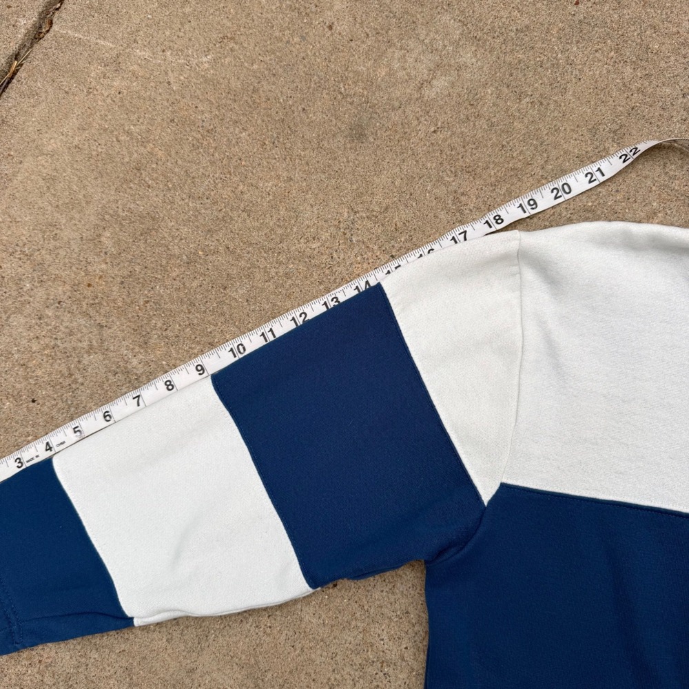 Jaclyn Smith Sport Vintage Navy White Colorblock Quarter Zip Pullover Large - Picture 7 of 7